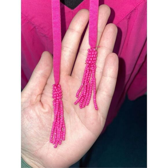 Crown & Ivy Pink Tie Back, Open Back Blouse- Large - Picture 3 of 6